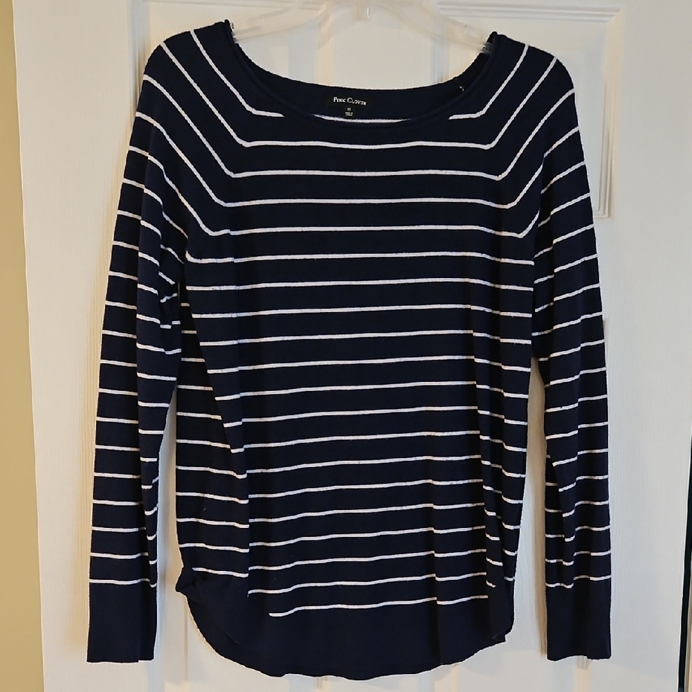Pink Clover Navy and White Striped Sweater
